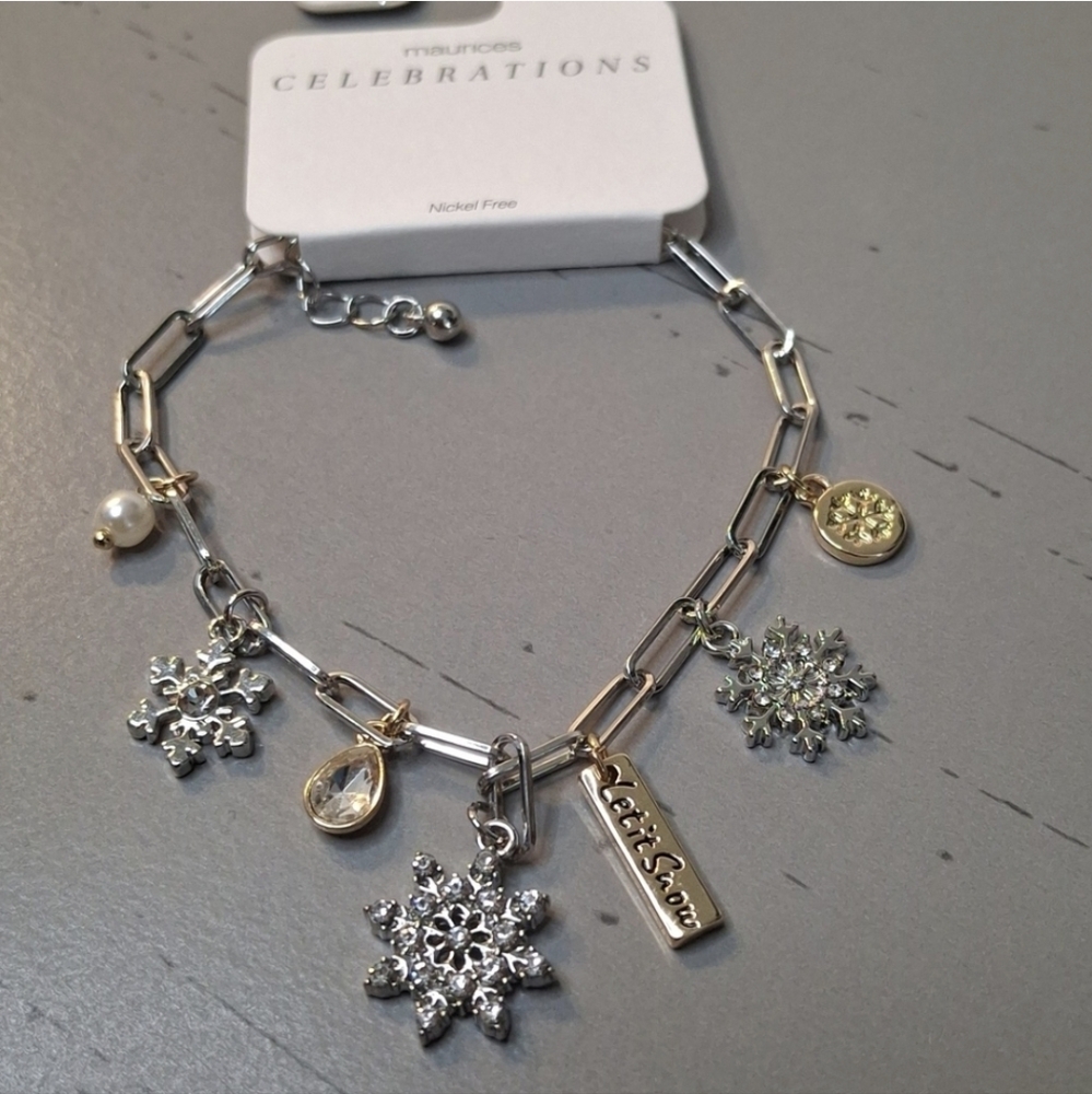 Maurices Celebrations Silver & Gold Snowflake Charm Bracelet